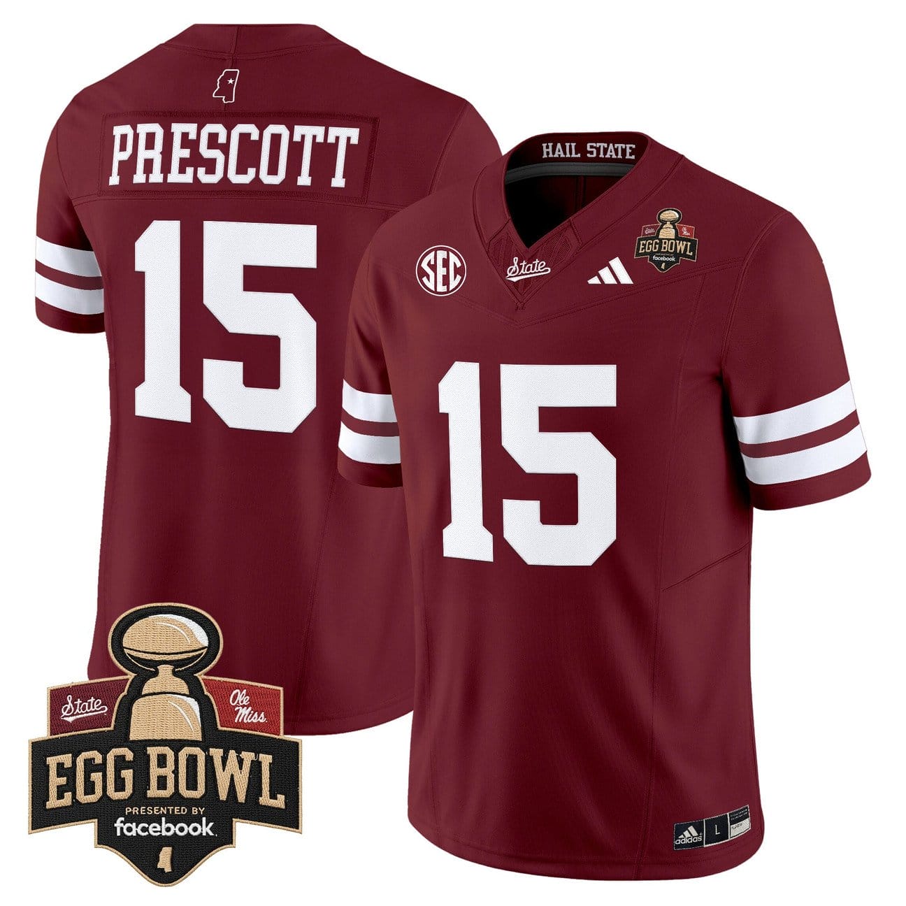 Dak Prescott Jersey #15 Mississippi State Bulldogs 2025 Egg Bowl Stitched - Image 4