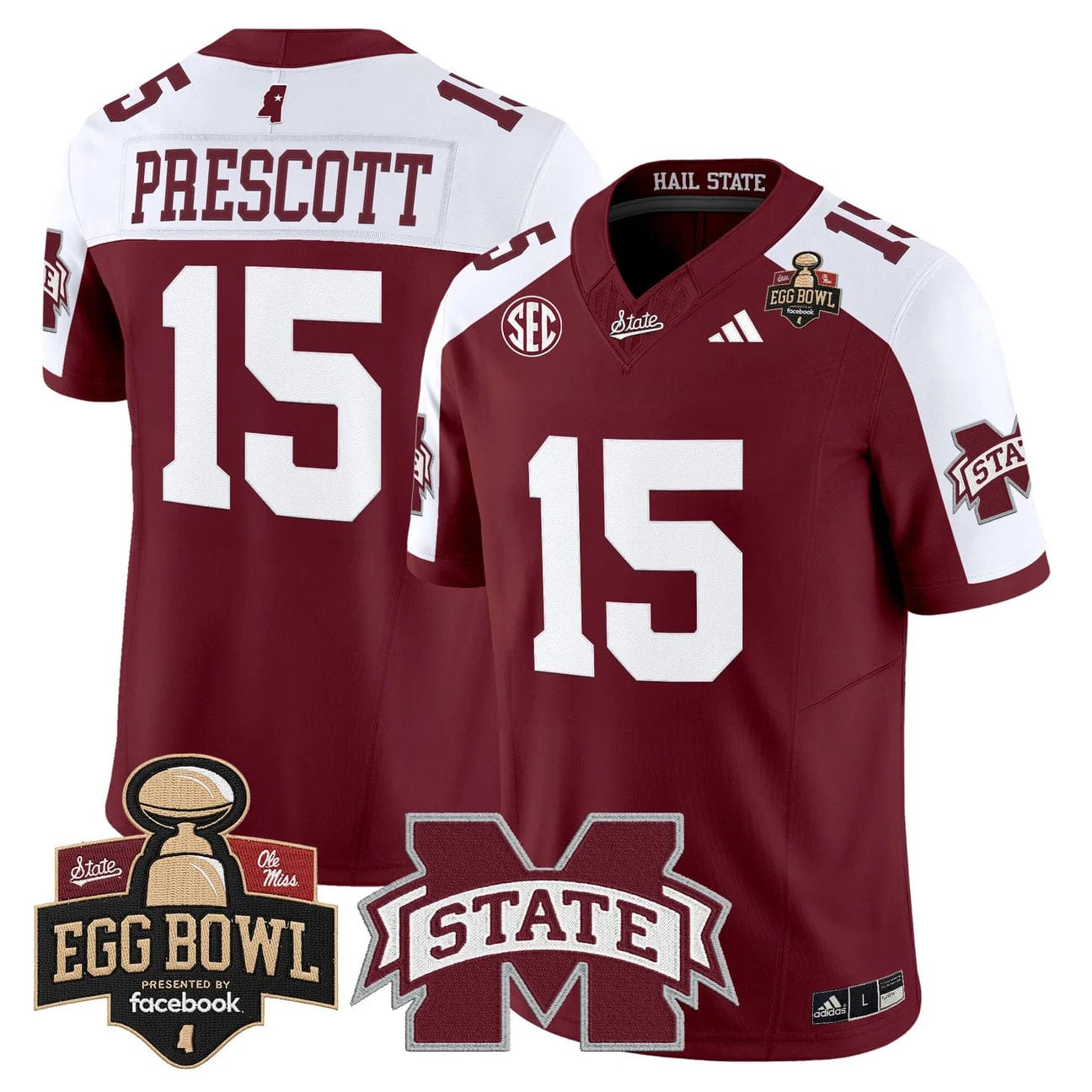 Dak Prescott Jersey #15 Mississippi State Bulldogs 2025 Egg Bowl Stitched - Image 3