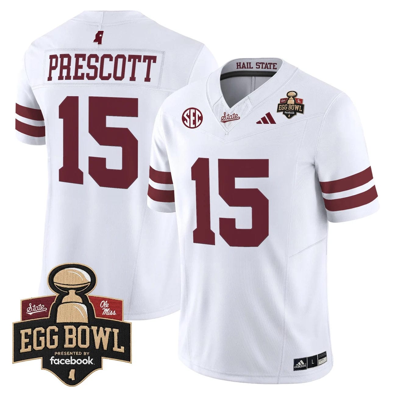 Dak Prescott Jersey #15 Mississippi State Bulldogs 2025 Egg Bowl Stitched - Image 5