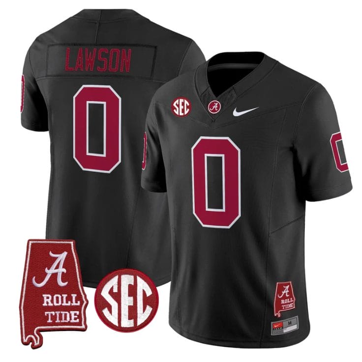 Alternative view of Deontae Lawson Jersey #0 Alabama Crimson Tide Throwback Map Stitched