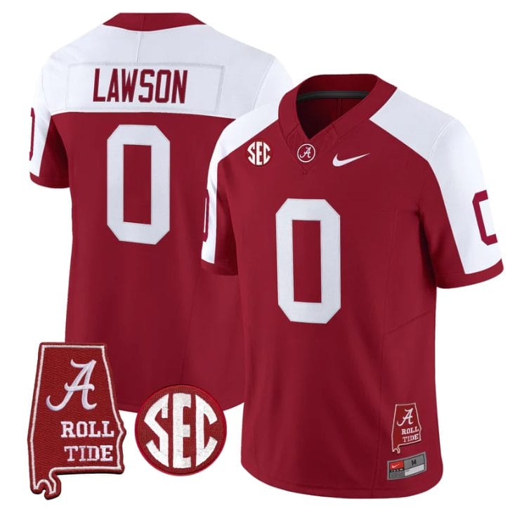 Deontae Lawson Jersey #0 Alabama Crimson Tide Throwback Map Stitched - Image 3
