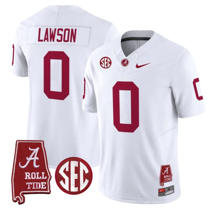 Deontae Lawson Jersey #0 Alabama Crimson Tide Throwback Map Stitched - Image 5