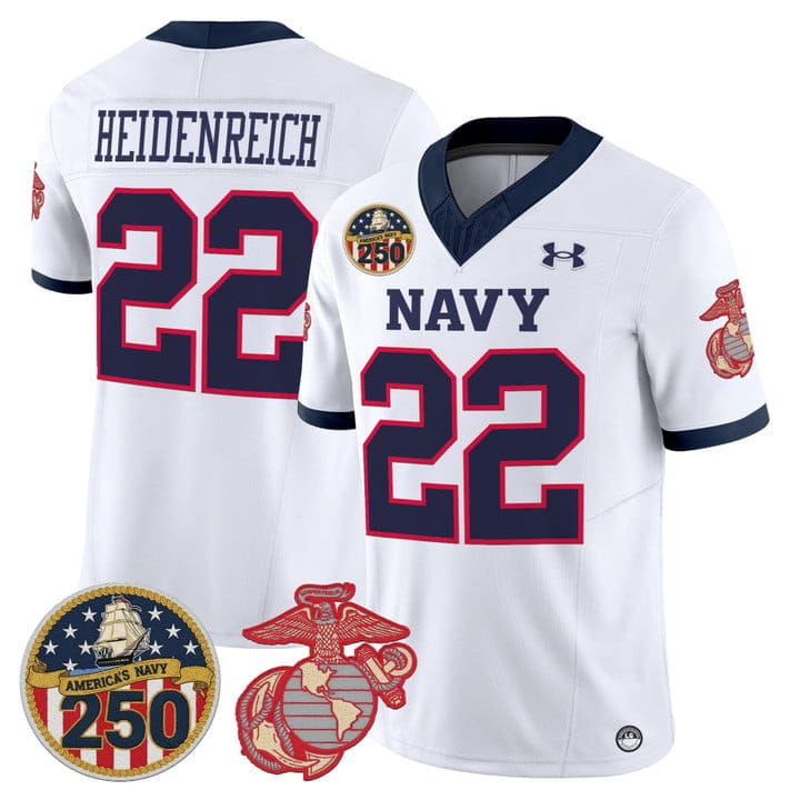 Eli Heidenreich Jersey #22 Navy Midshipmen USMC 250th Patch Stitched - Image 3