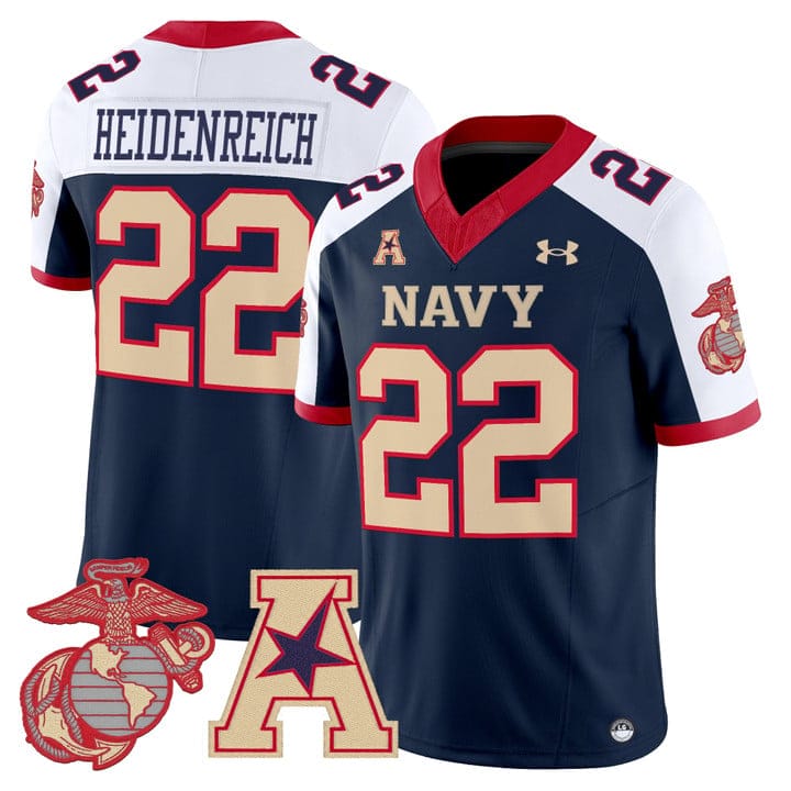 Eli Heidenreich Jersey #22 Navy Midshipmen Vapor USMC Premier Stitched - Image 3
