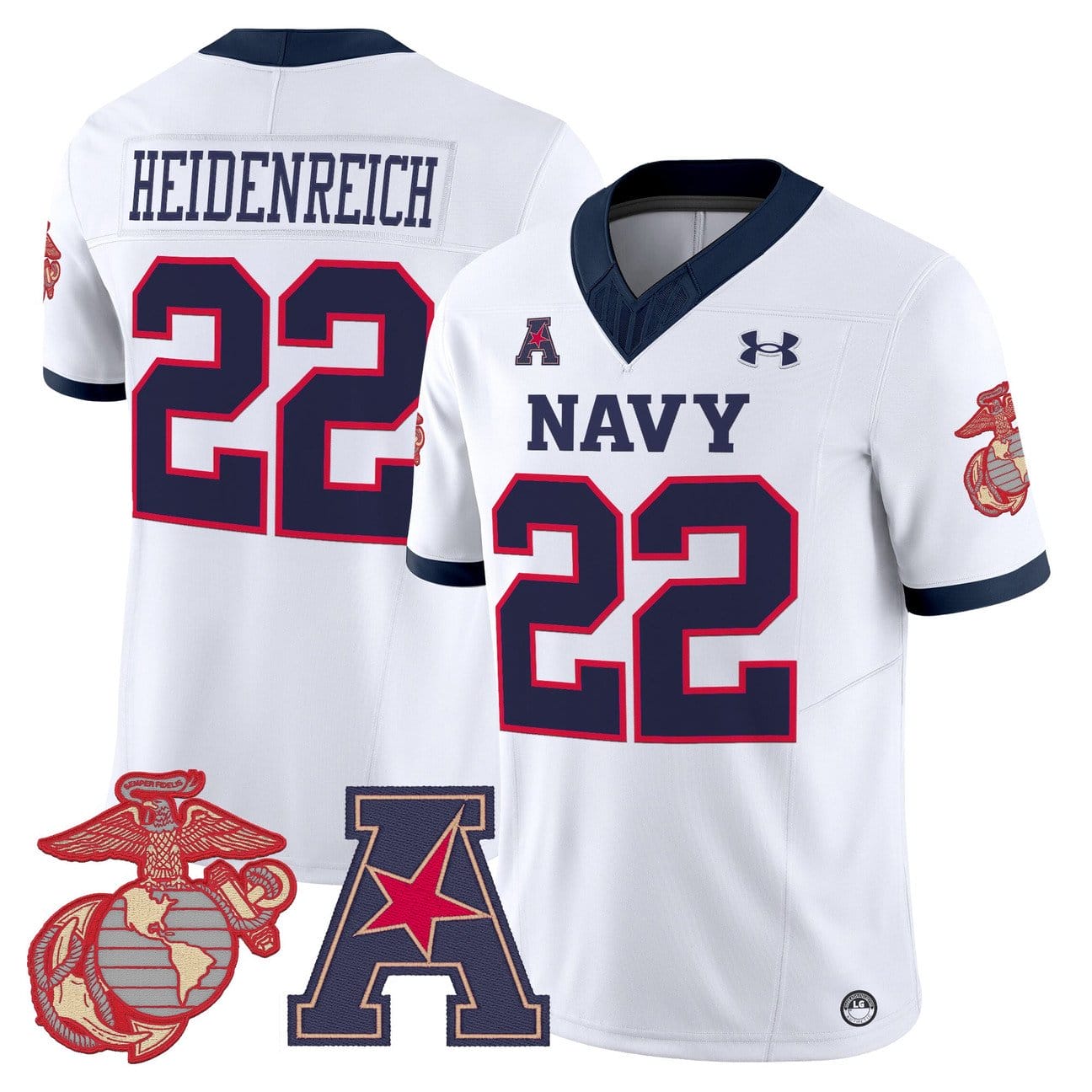 Eli Heidenreich Jersey #22 Navy Midshipmen Vapor USMC Premier Stitched - Image 3