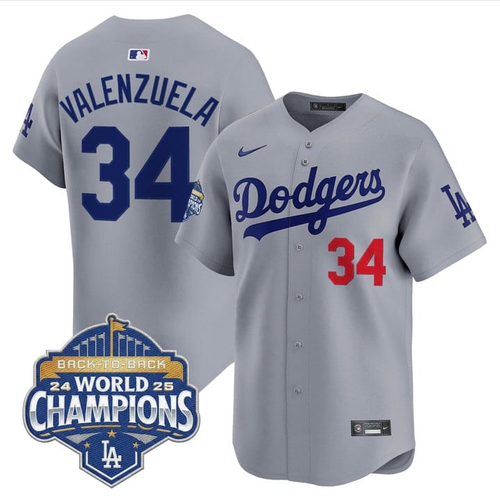 Alternative view of Fernando Valenzuela Jersey #34 Dodgers 2025 Back-To-Back Champions