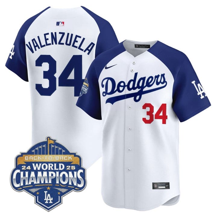 Fernando Valenzuela Jersey #34 Dodgers 2025 Back-To-Back Champions - Image 4