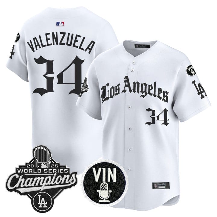 Fernando Valenzuela Jersey #34 Dodgers 2025 World Series Champions LA Gothic - Image 4