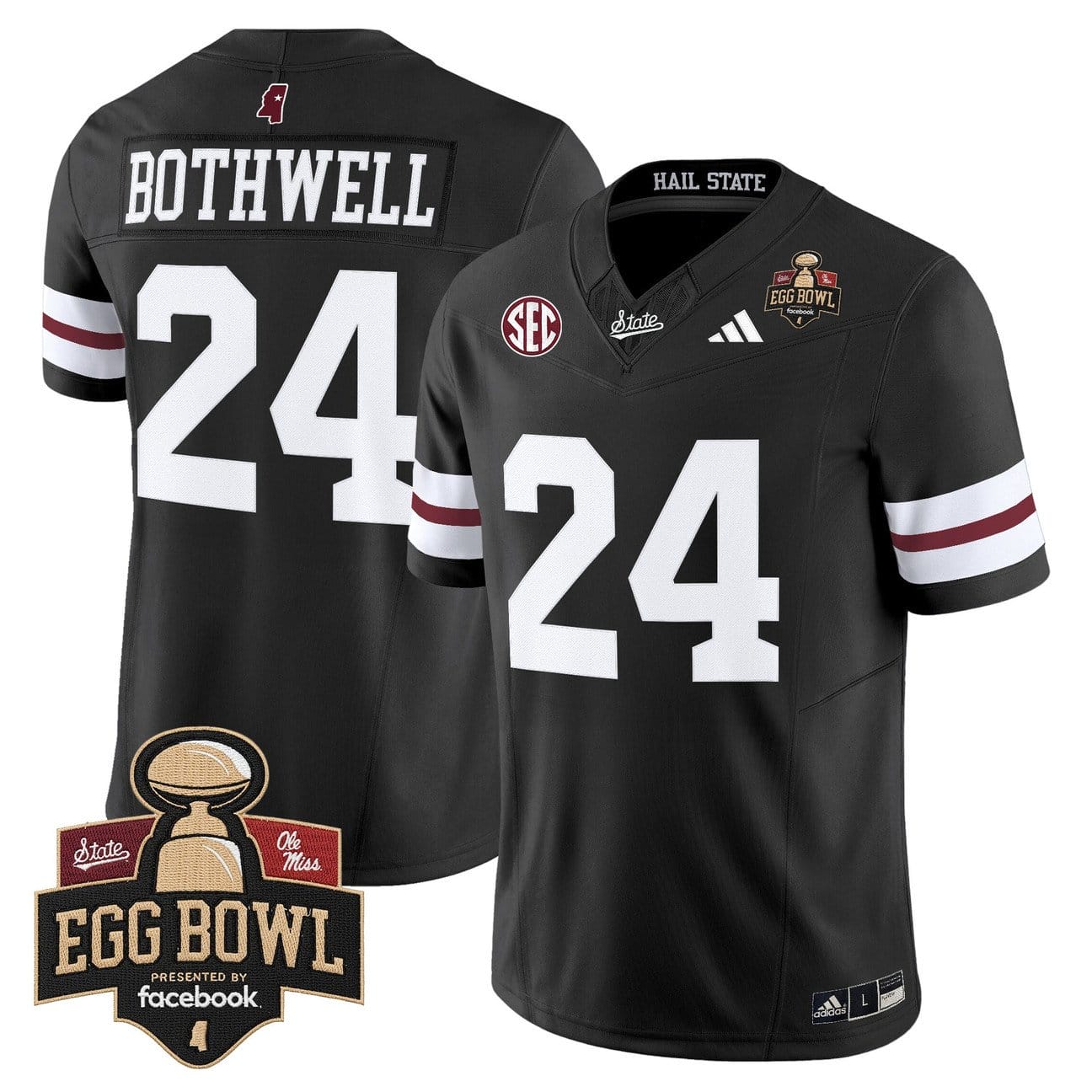 Alternative view of Fluff Bothwell Jersey #24 Mississippi State Bulldogs 2025 Egg Bowl Stitched