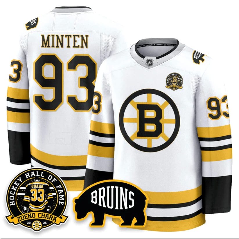 Alternative view of Fraser Minten Jersey #93 Boston Bruins Premium Zdeno Chara HOF Stitched