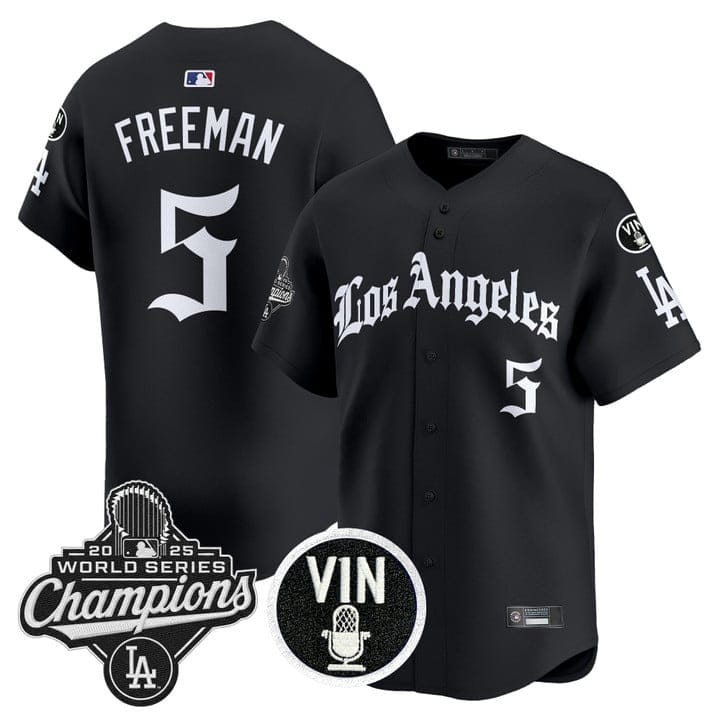 Freddie Freeman Jersey #5 Dodgers 2025 World Series Champions LA Gothic - Image 3