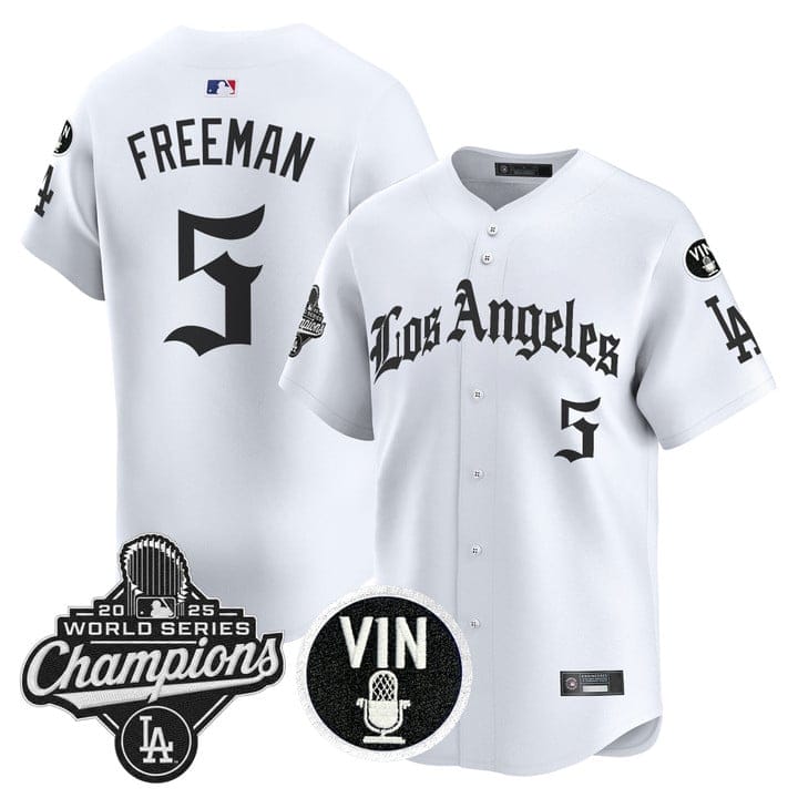 Freddie Freeman Jersey #5 Dodgers 2025 World Series Champions LA Gothic - Image 5