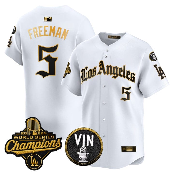 Freddie Freeman Jersey #5 Dodgers 2025 World Series Champions LA Gothic - Image 4