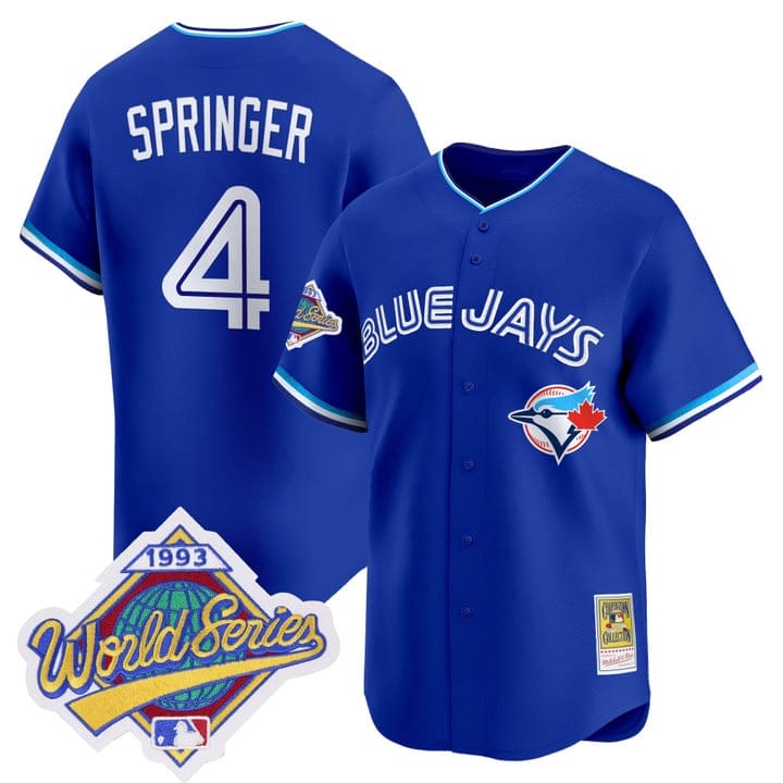 George Springer Jersey #4 Toronto Blue Jays 1993 World Series Throwback - Image 3