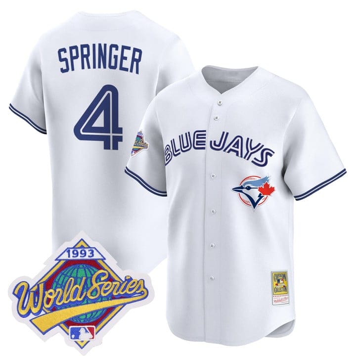 George Springer Jersey #4 Toronto Blue Jays 1993 World Series Throwback - Image 4