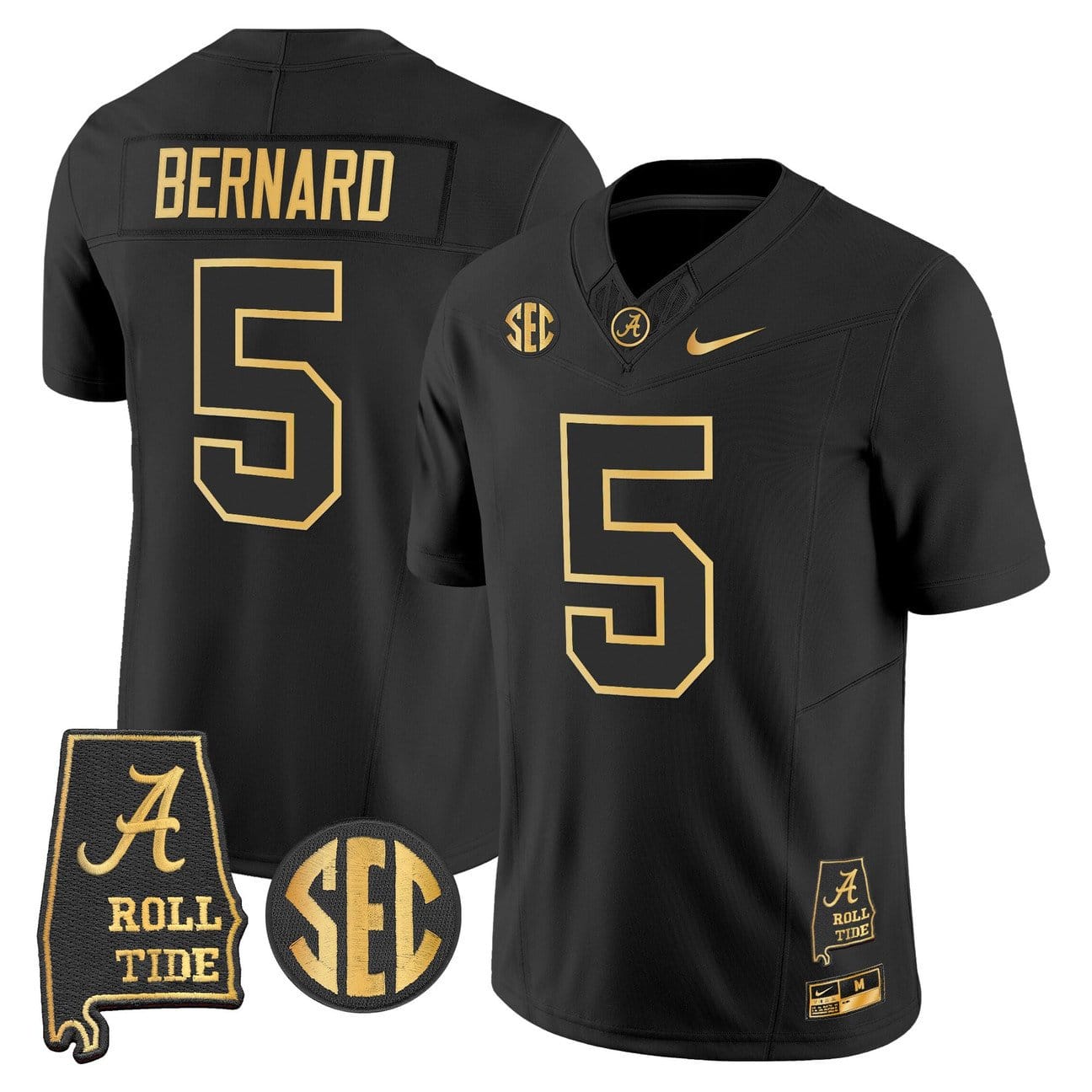 Alternative view of Germie Bernard Jersey #5 Alabama Crimson Tide 2025 Gold Stitched
