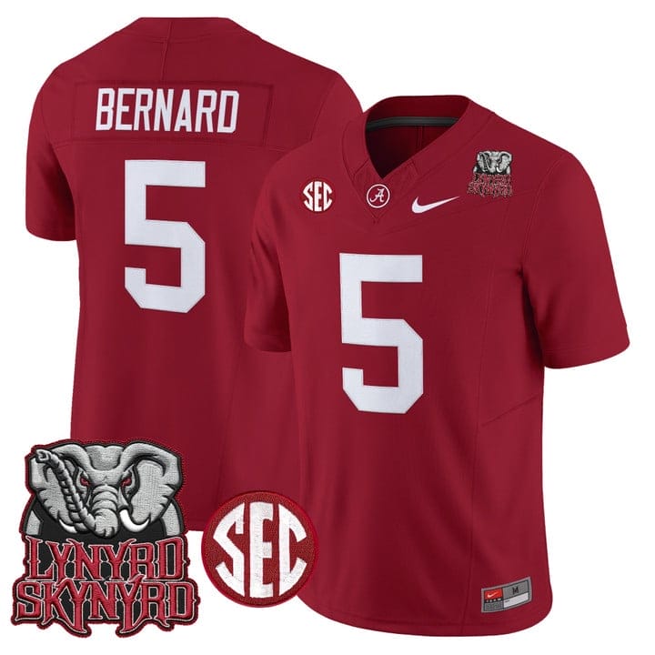 Germie Bernard Jersey #5 Alabama Crimson Tide Lynyrd Skynyrd Patch Stitched - Image 4