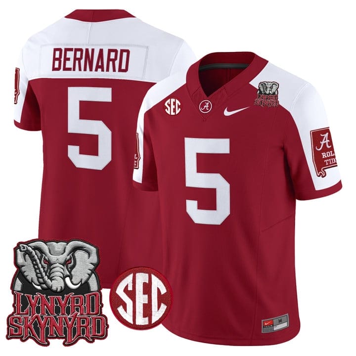 Germie Bernard Jersey #5 Alabama Crimson Tide Lynyrd Skynyrd Patch Stitched - Image 3