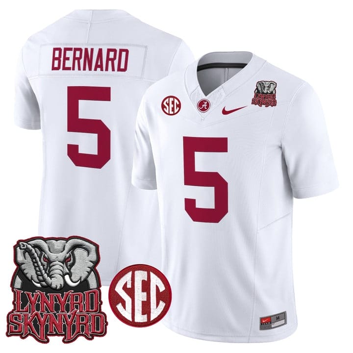 Germie Bernard Jersey #5 Alabama Crimson Tide Lynyrd Skynyrd Patch Stitched - Image 5