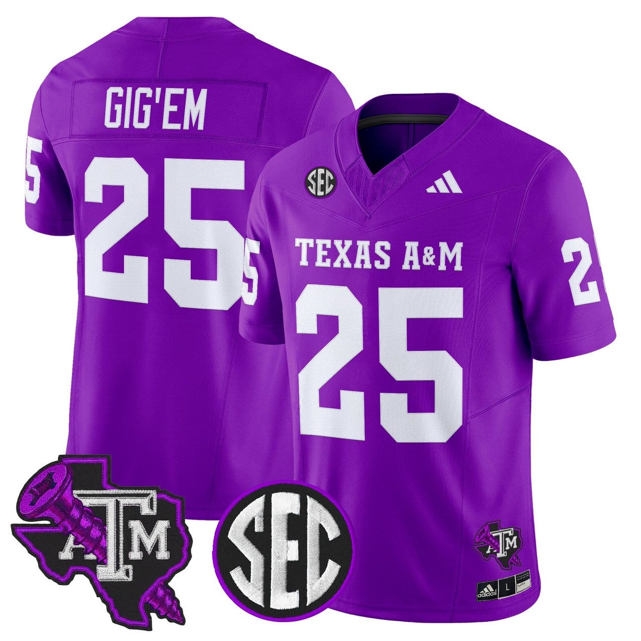 Alternative view of Gig'Em Jersey #25 Texas A&M Aggies DJ Screw Vapor Limited Stitched
