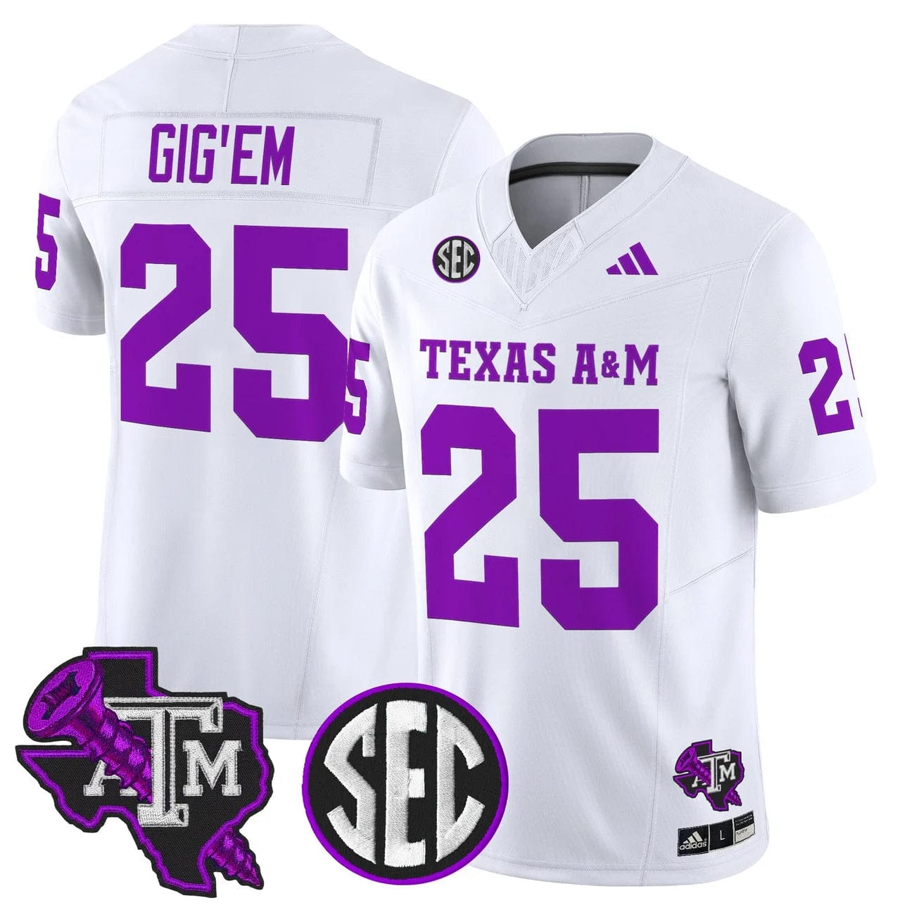 Gig'Em Jersey #25 Texas A&M Aggies DJ Screw Vapor Limited Stitched - Image 3