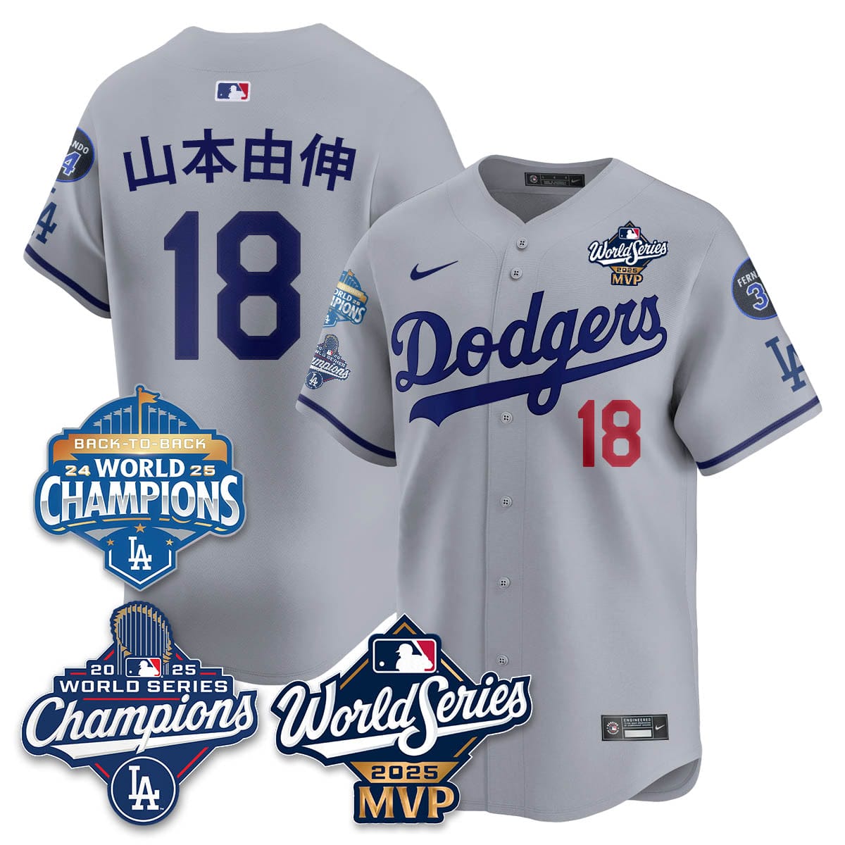 Yoshinobu Yamamoto LAD 2025 World Series MVP Jersey - All Stitched - Image 12