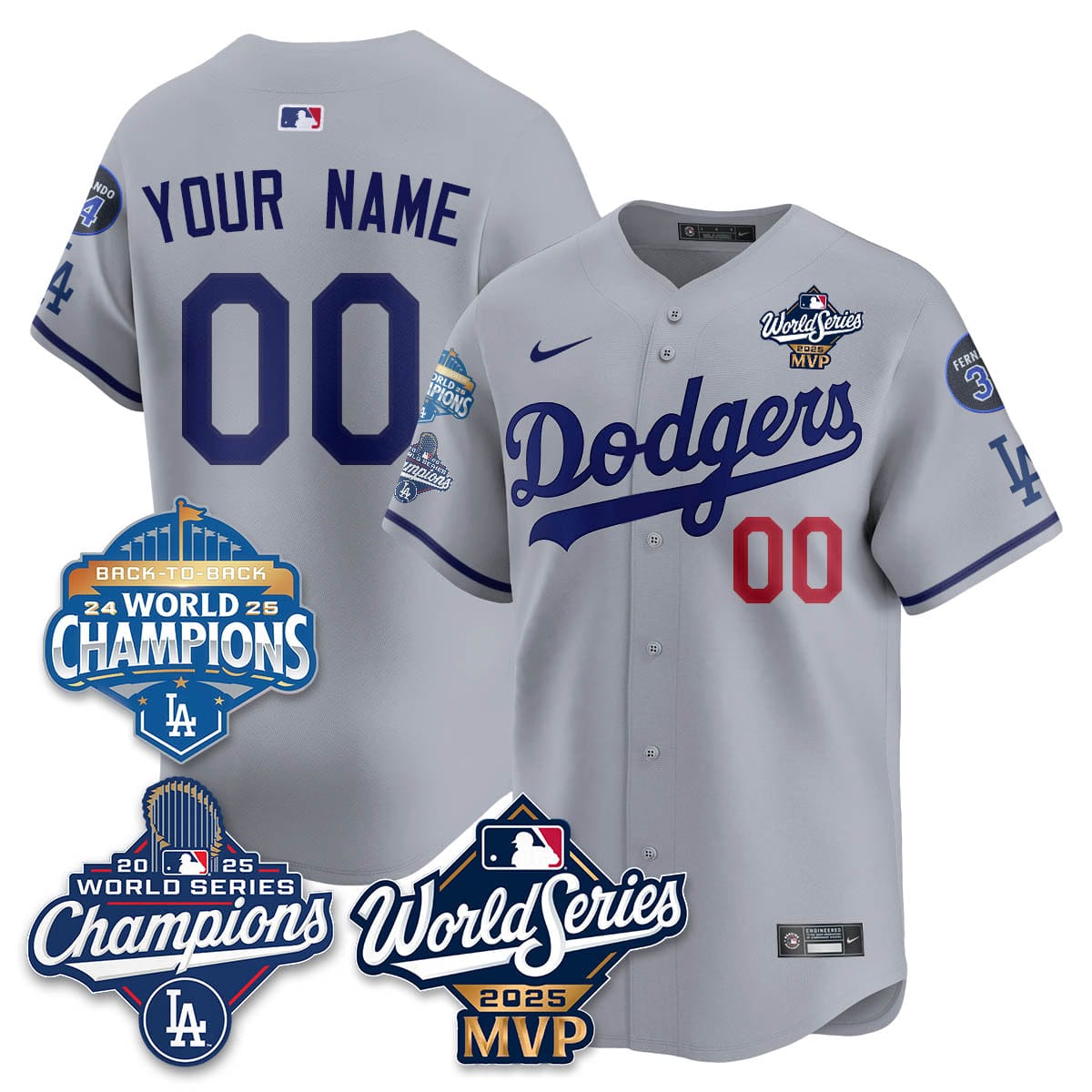 Alternative view of Yoshinobu Yamamoto LAD 2025 World Series MVP Jersey - All Stitched