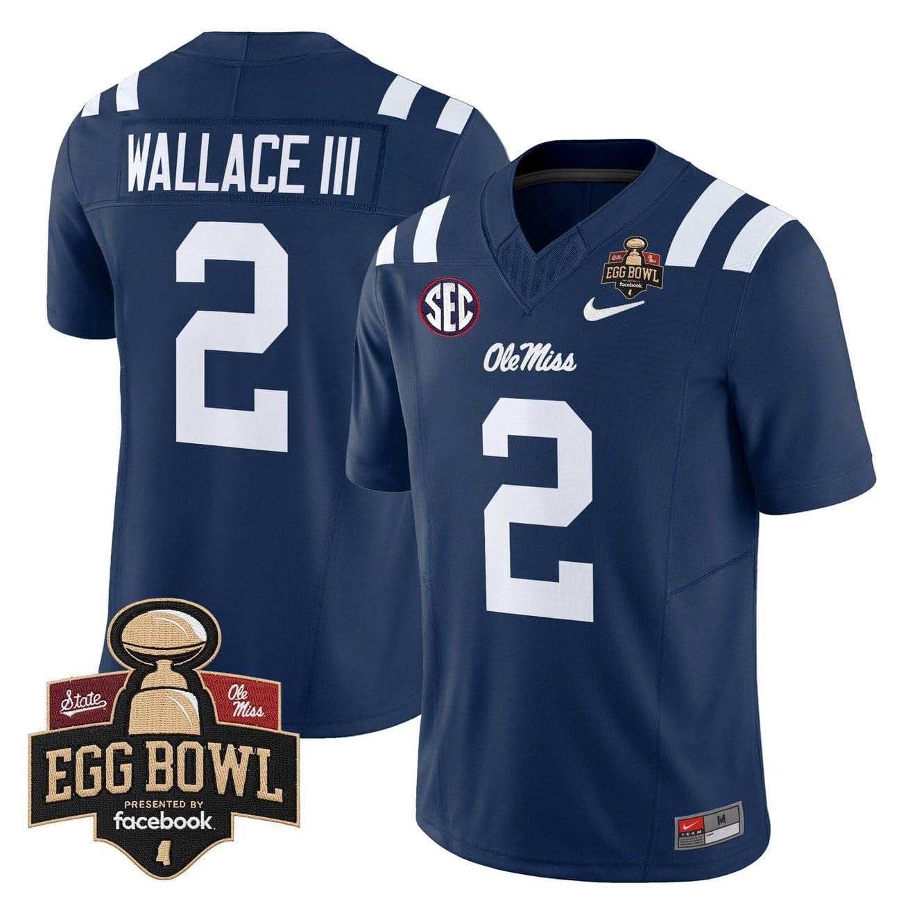 Alternative view of Harrison Wallace III Jersey #2 Ole Miss Rebels 2025 Egg Bowl Stitched
