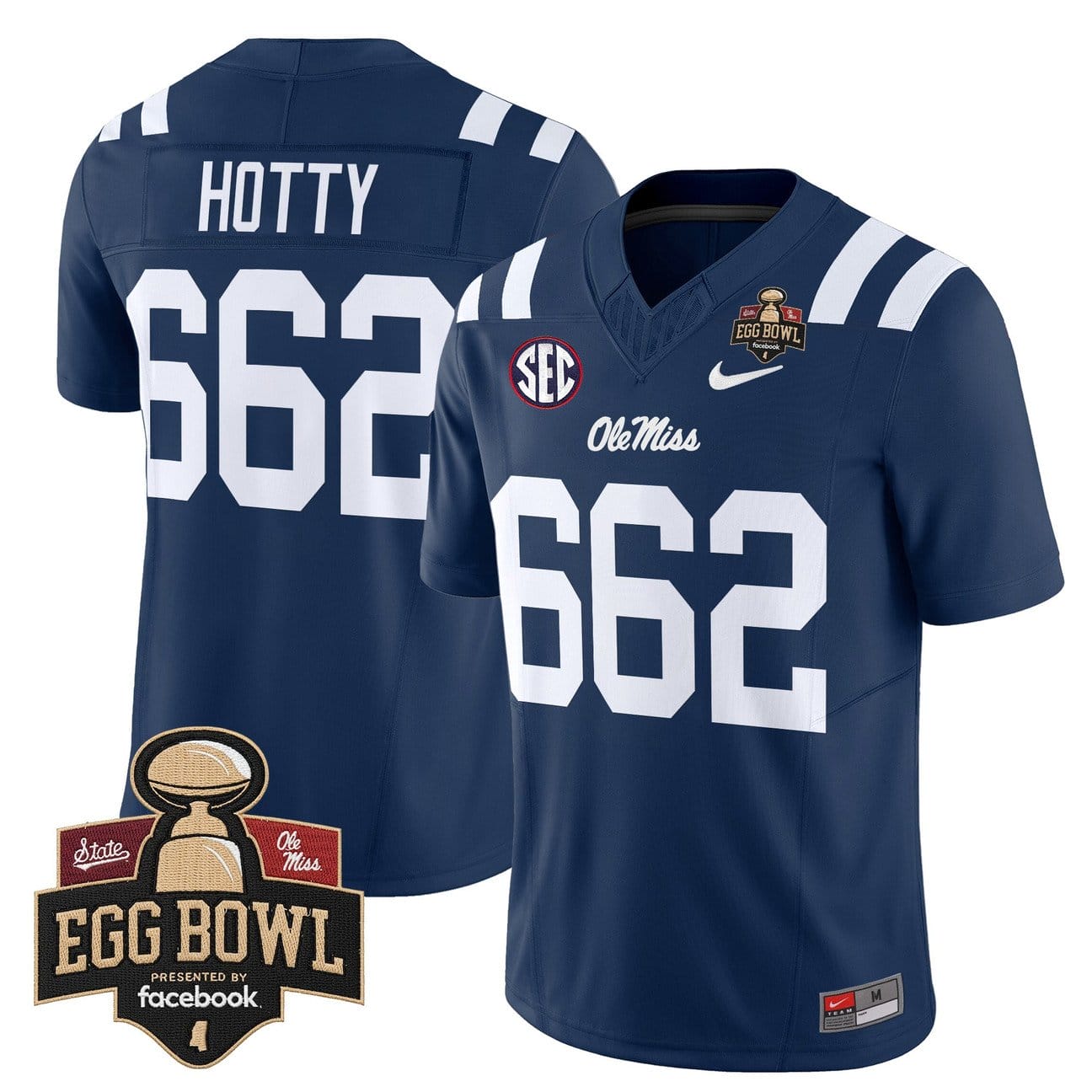 Alternative view of Hotty Jersey #662 Ole Miss Rebels 2025 Egg Bowl Vapor Limited Stitched