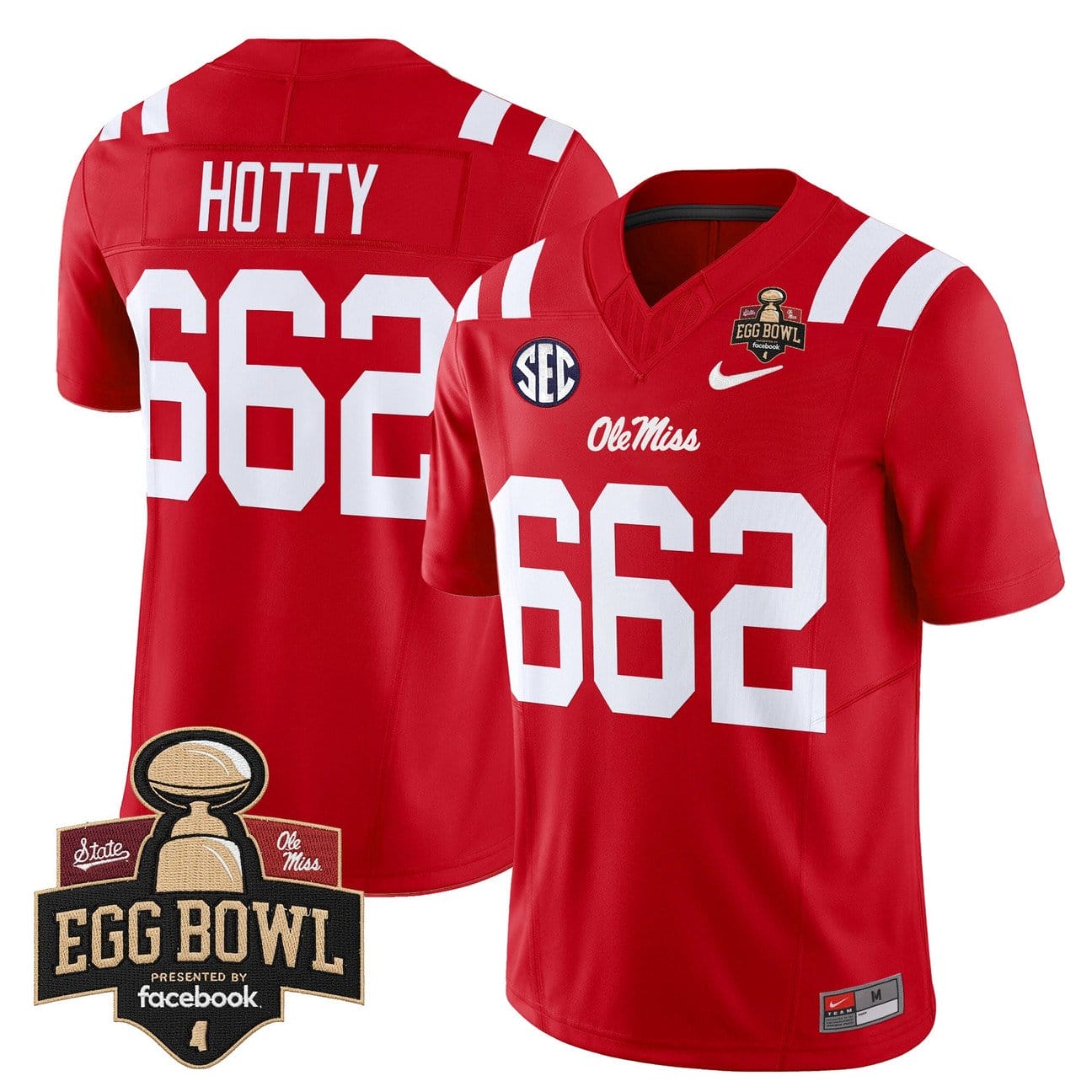 Hotty Jersey #662 Ole Miss Rebels 2025 Egg Bowl Vapor Limited Stitched - Image 4
