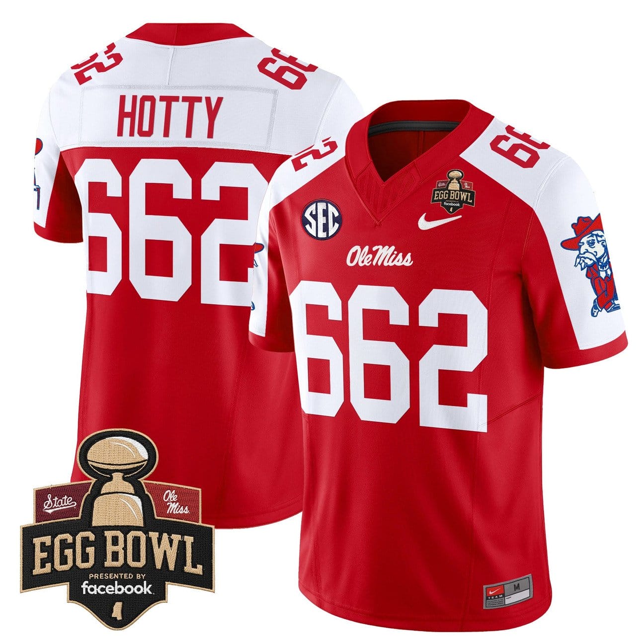 Hotty Jersey #662 Ole Miss Rebels 2025 Egg Bowl Vapor Limited Stitched - Image 3