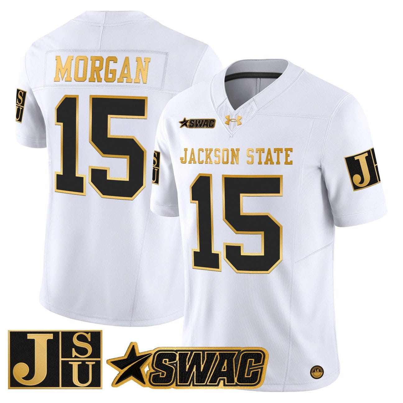 JaCobian Morgan Jersey #15 Jackson State Tigers 2025 Vapor Stitched - Image 4