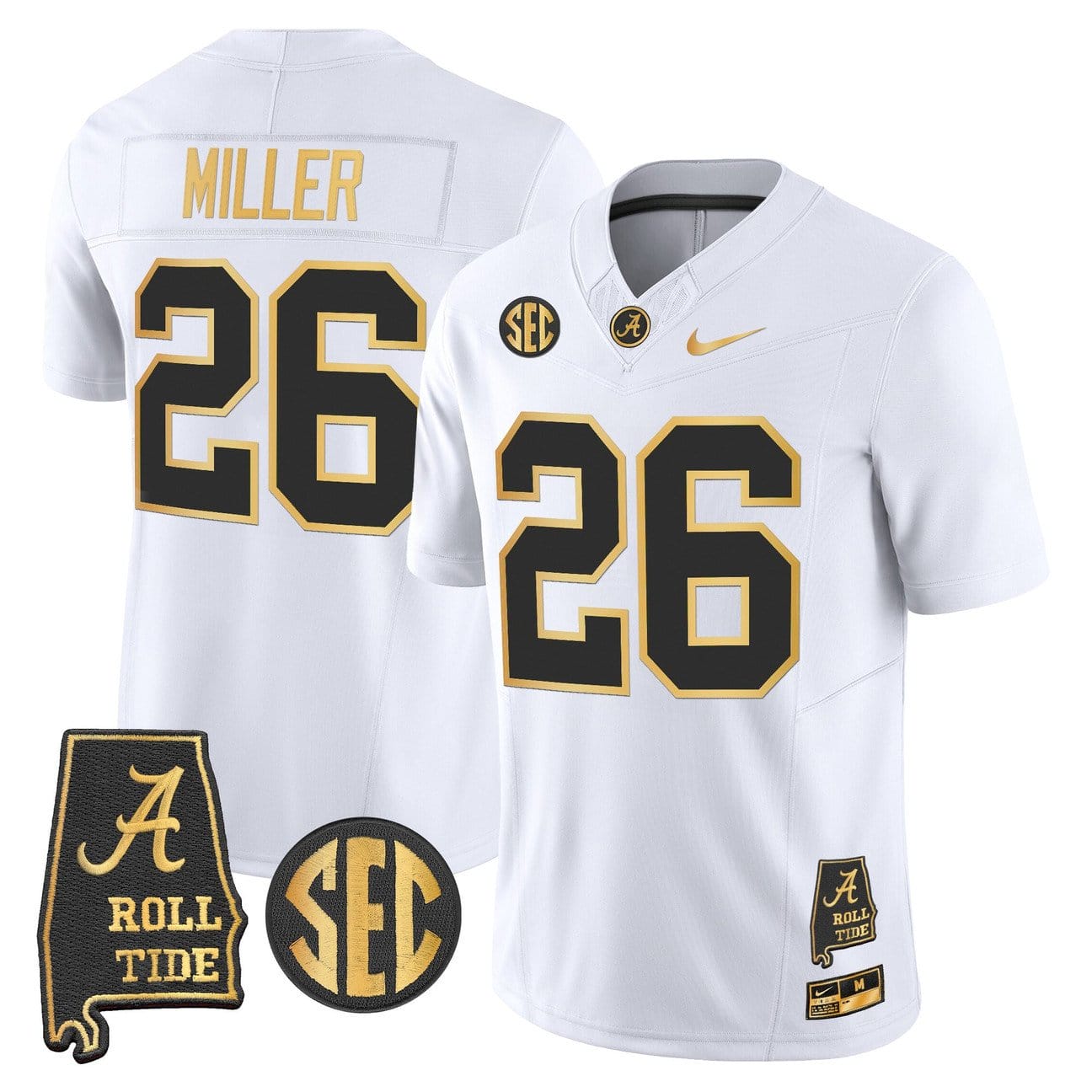 Jam Miller Jersey #26 Alabama Crimson Tide 2025 Gold Vapor Stitched - Image 4