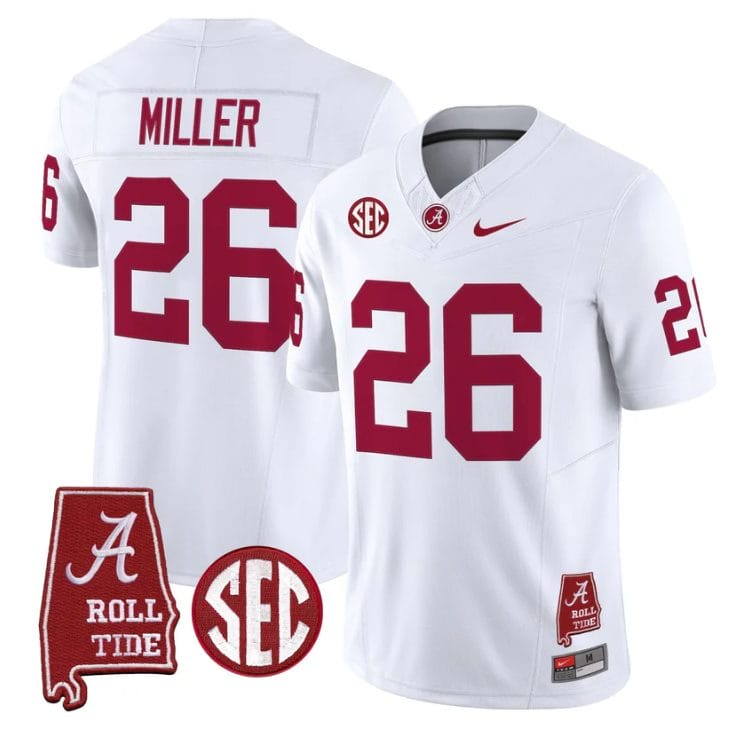 Jam Miller Jersey #26 Alabama Crimson Tide Throwback Map Stitched - Image 5