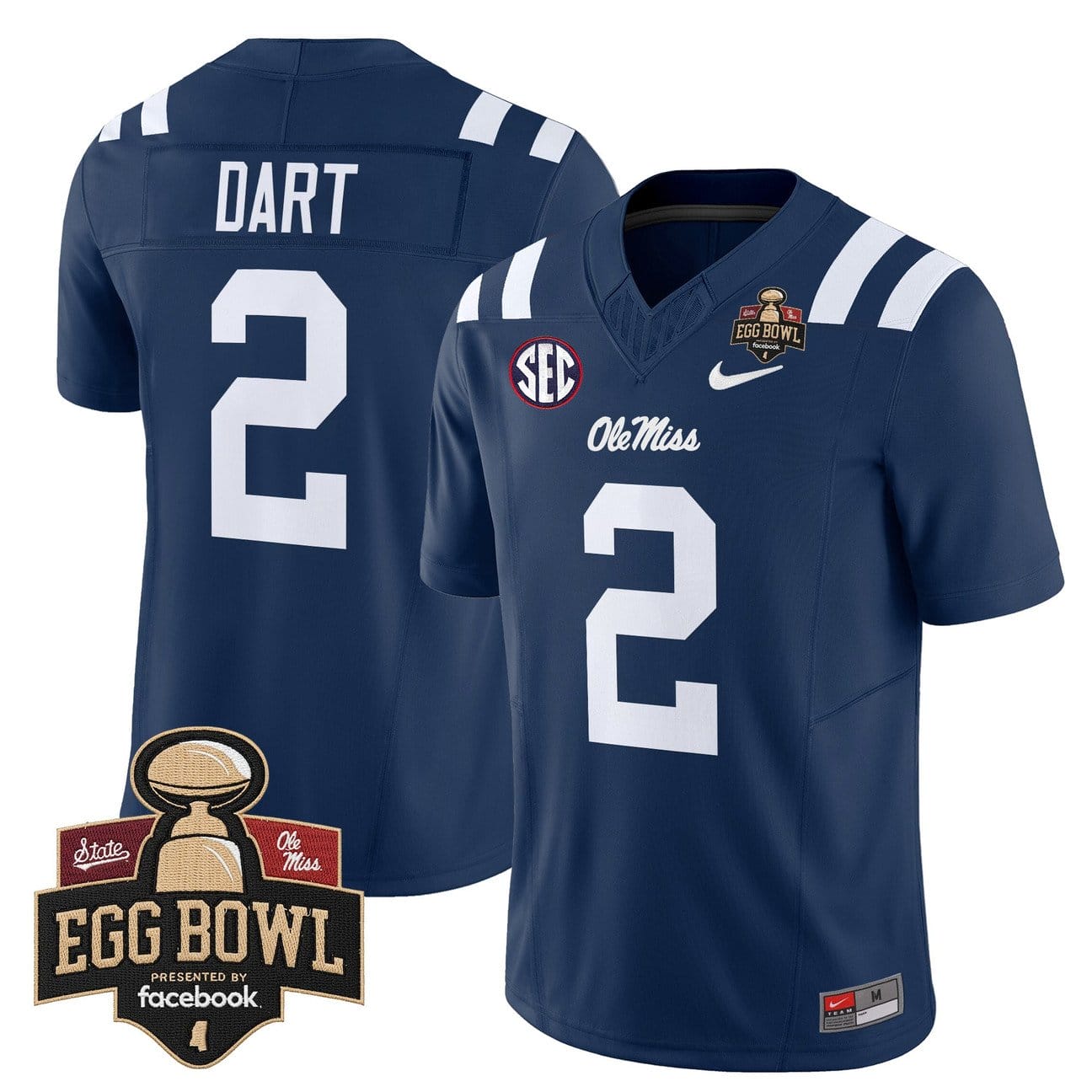 Alternative view of Jaxson Dart Jersey #2 Ole Miss Rebels 2025 Egg Bowl Limited Stitched