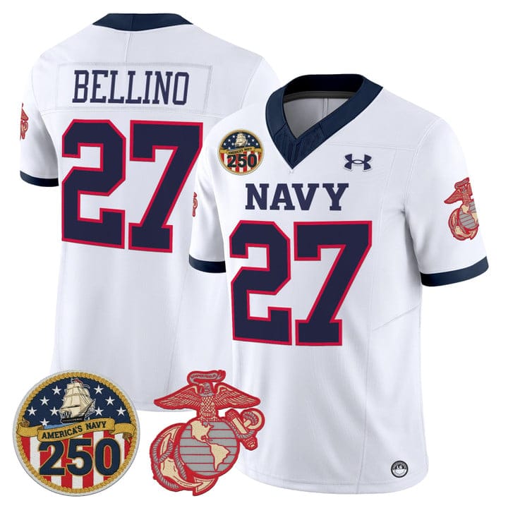 Joe Bellino Jersey #27 Navy Midshipmen USMC 250th Patch Stitched - Image 3