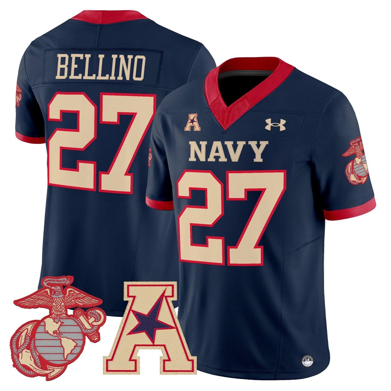Alternative view of Joe Bellino Jersey #27 Navy Midshipmen Vapor USMC Premier Stitched