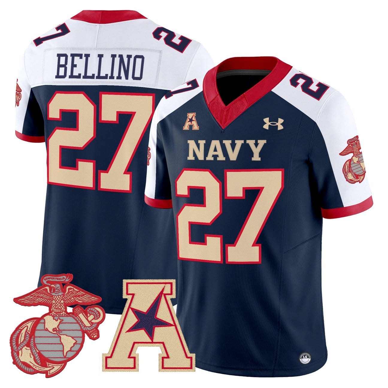 Joe Bellino Jersey #27 Navy Midshipmen Vapor USMC Premier Stitched