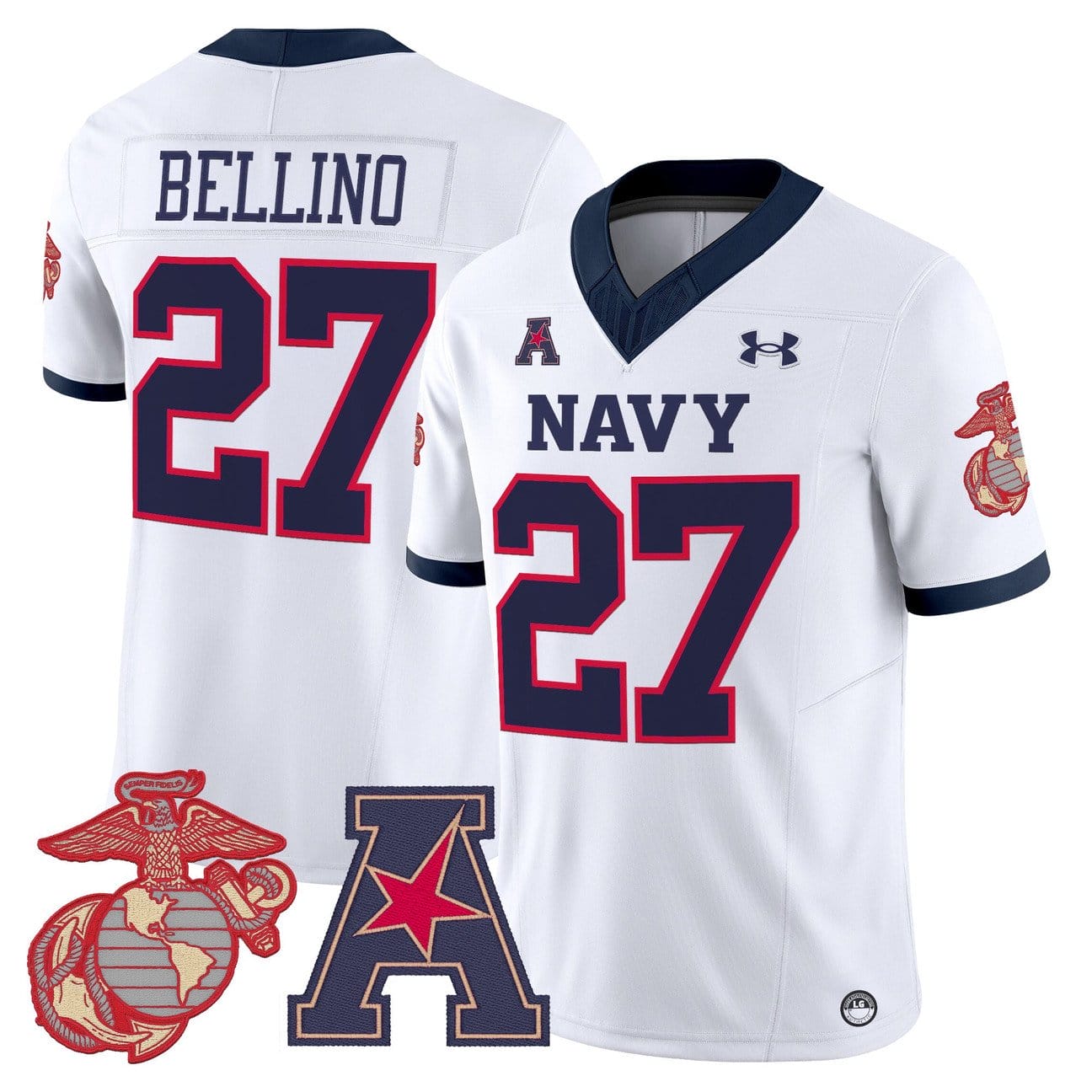 Joe Bellino Jersey #27 Navy Midshipmen Vapor USMC Premier Stitched - Image 3
