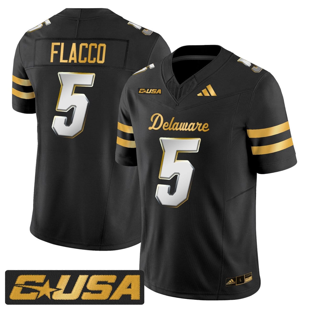 Joe Flacco Jersey #5 Delaware Blue Hens 2025 Gold Vapor Stitched - Image 3