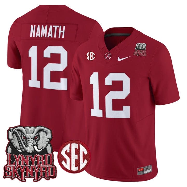 Joe Namath Jersey #12 Alabama Crimson Tide Lynyrd Skynyrd Patch Stitched - Image 4