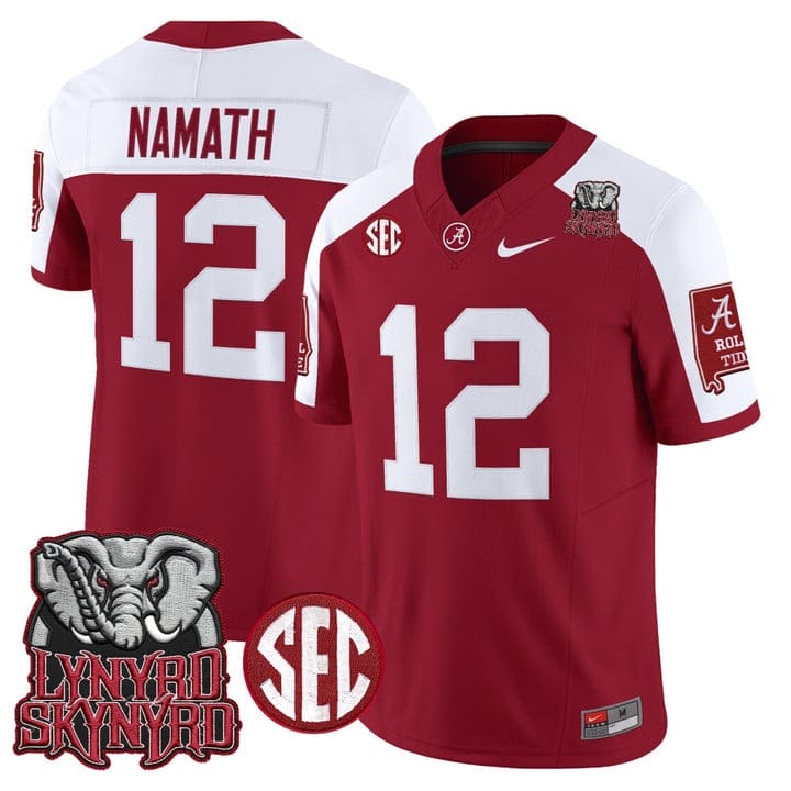 Joe Namath Jersey #12 Alabama Crimson Tide Lynyrd Skynyrd Patch Stitched - Image 3