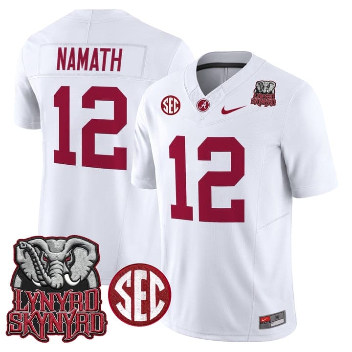 Joe Namath Jersey #12 Alabama Crimson Tide Lynyrd Skynyrd Patch Stitched - Image 5