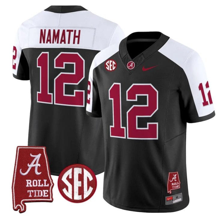 Joe Namath Jersey #12 Alabama Crimson Tide Throwback Map Stitched