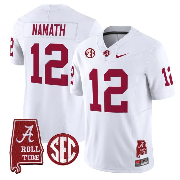 Joe Namath Jersey #12 Alabama Crimson Tide Throwback Map Stitched - Image 5