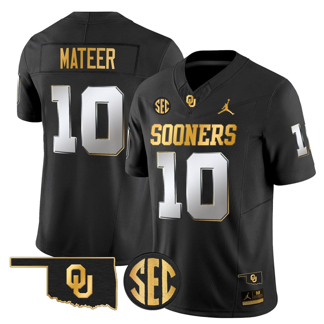 John Mateer Jersey #10 Oklahoma Sooners 2025 Gold Limited Stitched - Image 3