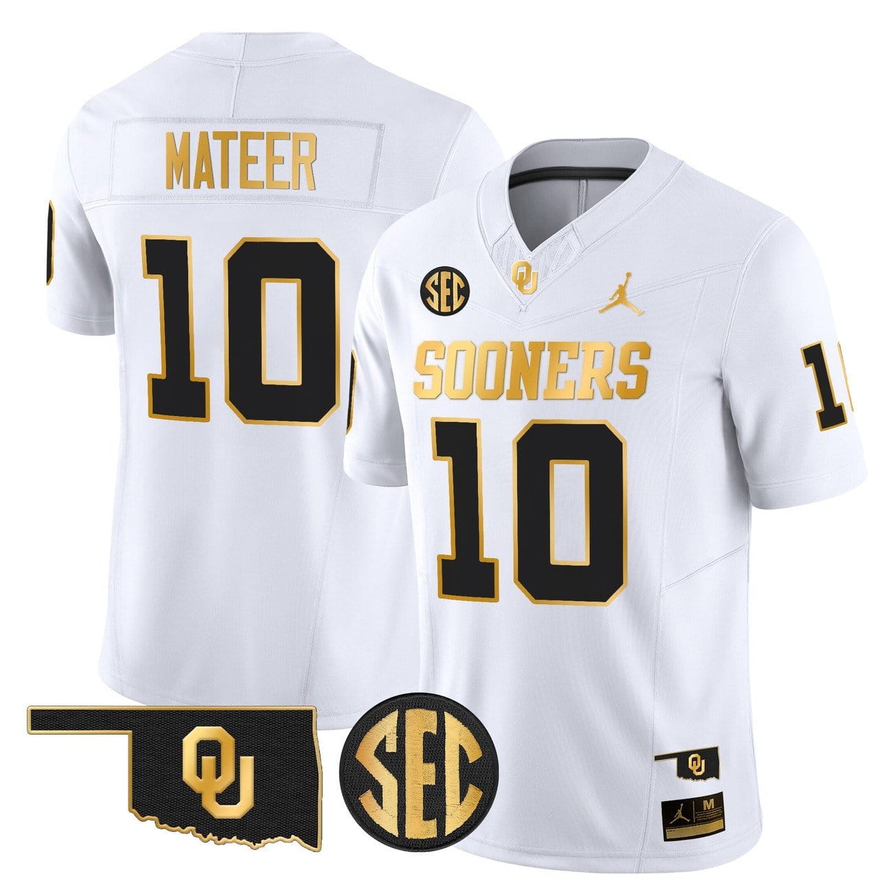 John Mateer Jersey #10 Oklahoma Sooners 2025 Gold Limited Stitched - Image 4