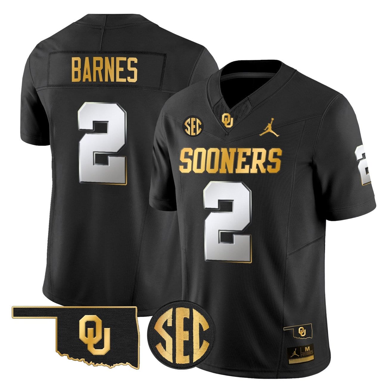Jovantae Barnes Jersey #2 Oklahoma Sooners 2025 Gold Stitched - Image 3