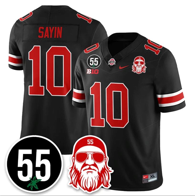 Julian Sayin Jersey #10 Ohio State Buckeyes Nick Mangold Patch Stitched - Image 2