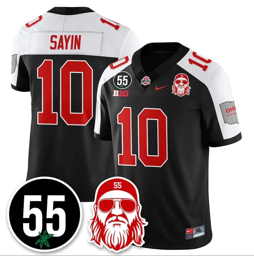 Julian Sayin Jersey #10 Ohio State Buckeyes Nick Mangold Patch Stitched